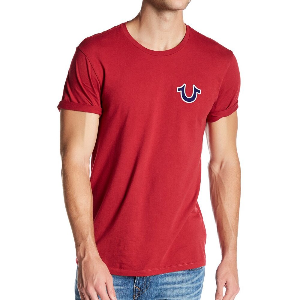 TRUE RELIGION Buddha Graphic Short Sleeve Crew Neck Red Tee - Large